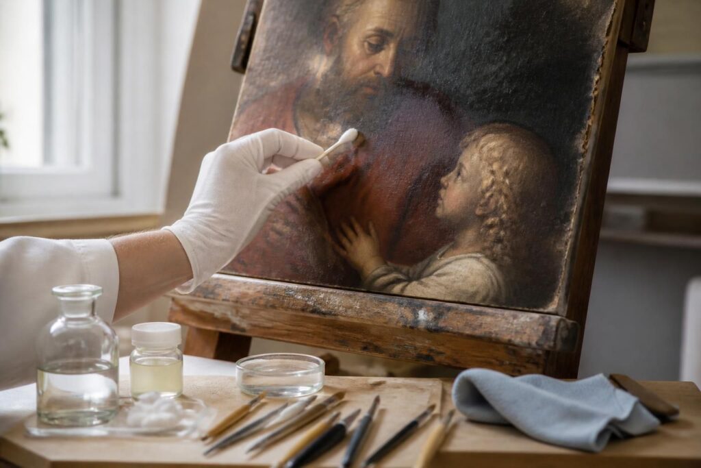 découvrez nos conseils experts pour nettoyer un tableau ancien sur toile ou bois sans l'abîmer, et préserver sa beauté et son authenticité.