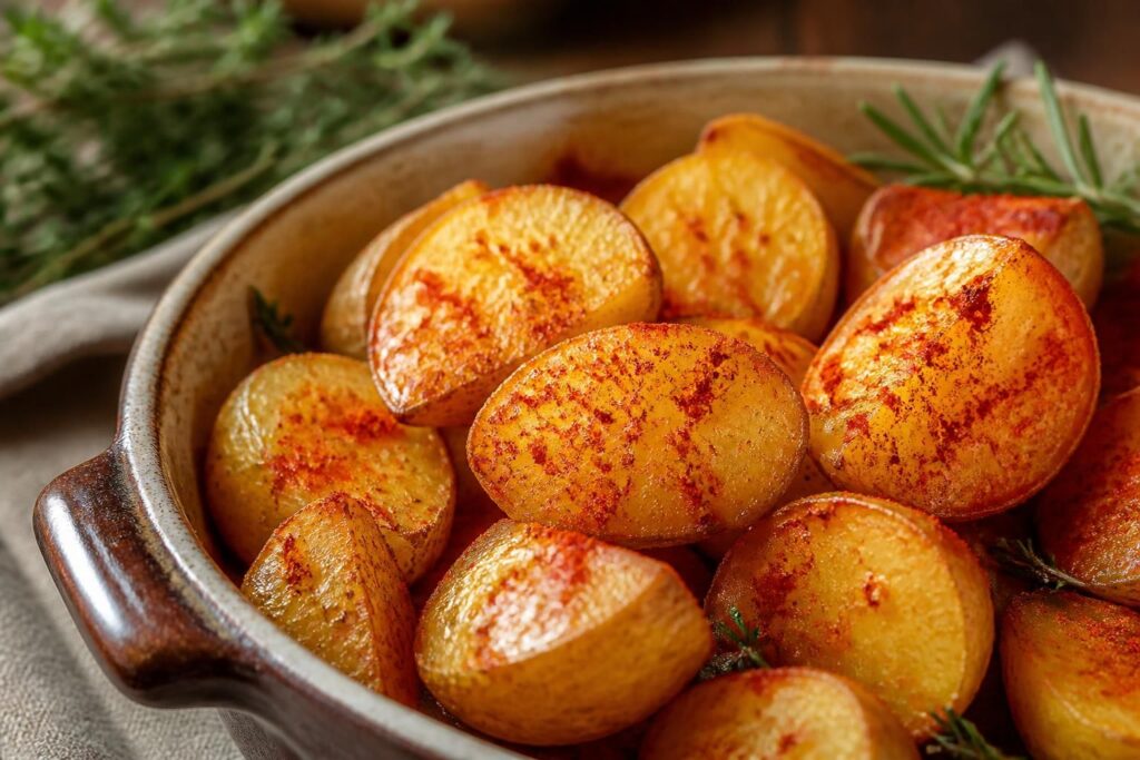 découvrez la recette facile des pommes de terre rôties au four, croustillantes à souhait et délicatement parfumées au paprika pour un goût savoureux et irrésistible.