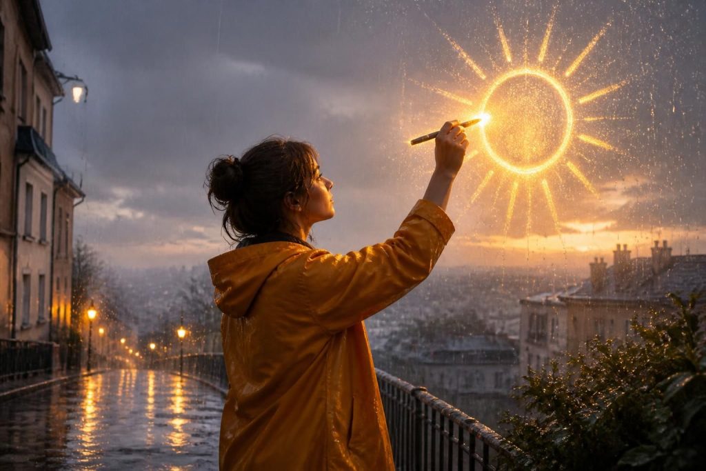 découvrez l'interprétation approfondie de la citation « elle viendra un jour de pluie dessiner le soleil », une métaphore poétique sur l'espoir et la transformation dans les moments difficiles.